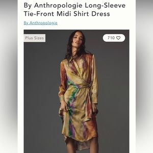 Anthropologie tie-front midi shirt dress